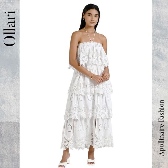OLLARI IRIS MAXI DRESS IN SUMMER WHITE NWT MEDIUM - Picture 3 of 7